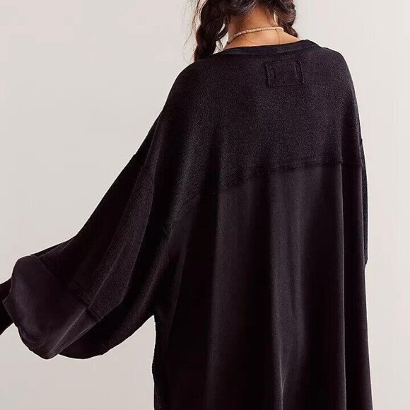 Free People We The Free Coastal Solid Crew Sweatshirt Top Oversized XS 275708 - Picture 4 of 8